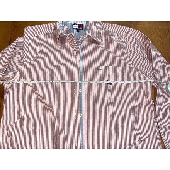 Vintage 90s Tommy Hilfiger Striped Oxford‎ Women's Seersucker Button Up Sz 6 - Picture 8 of 13